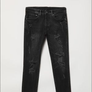 Men’s H&M Trashed Skinny Jeans (Black)